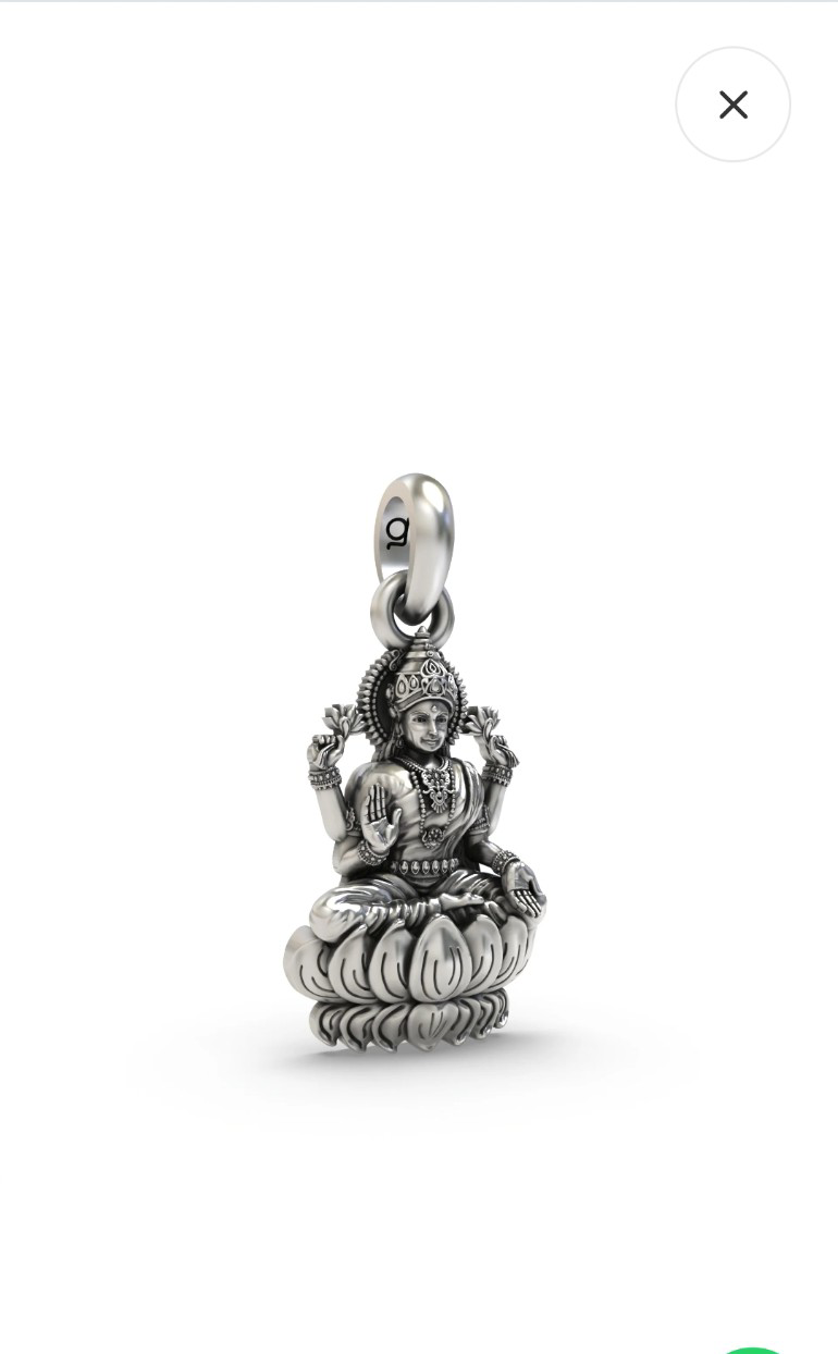 Silver Lakshmi on Lotus Pendant