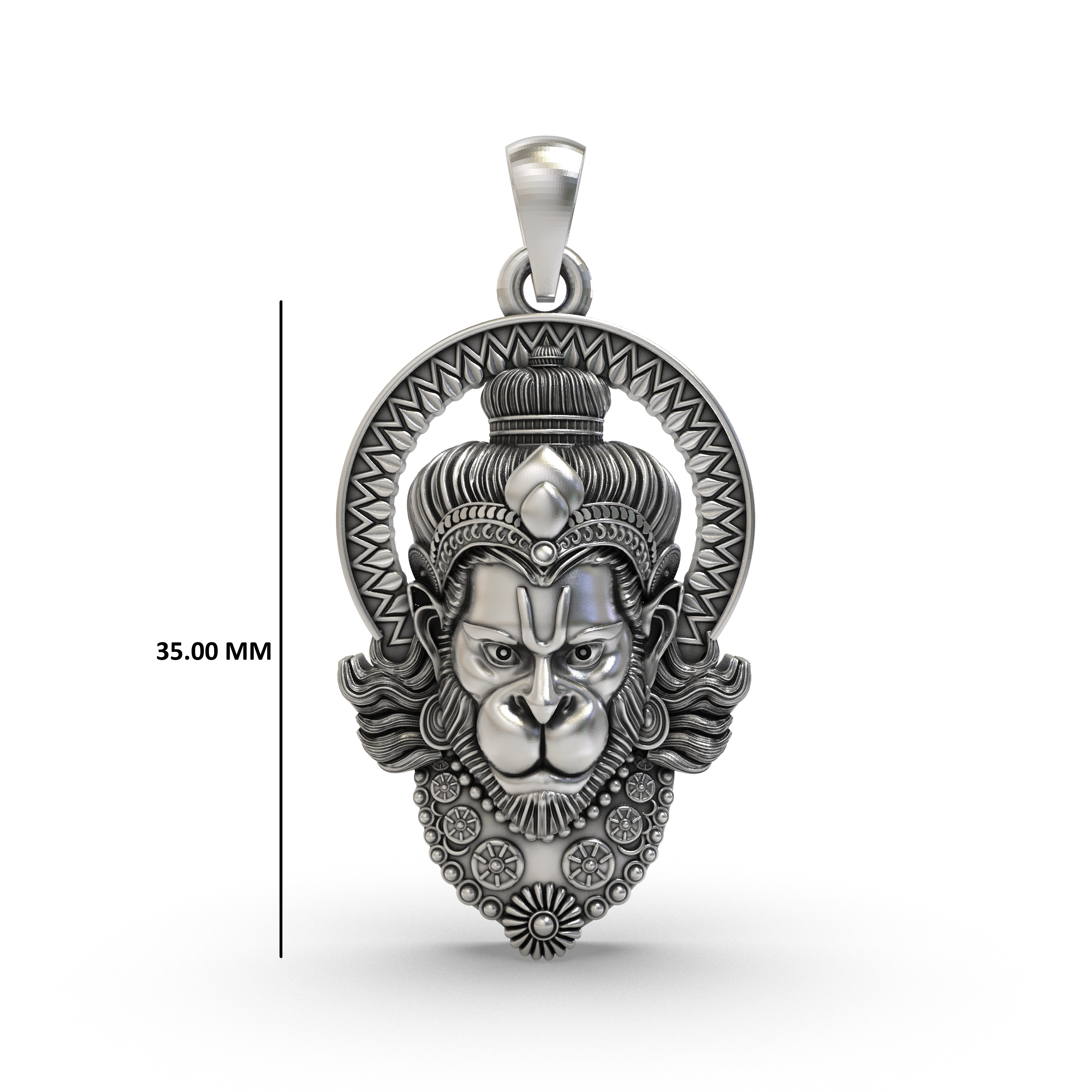 Silver Hanumanji Face Pendant
