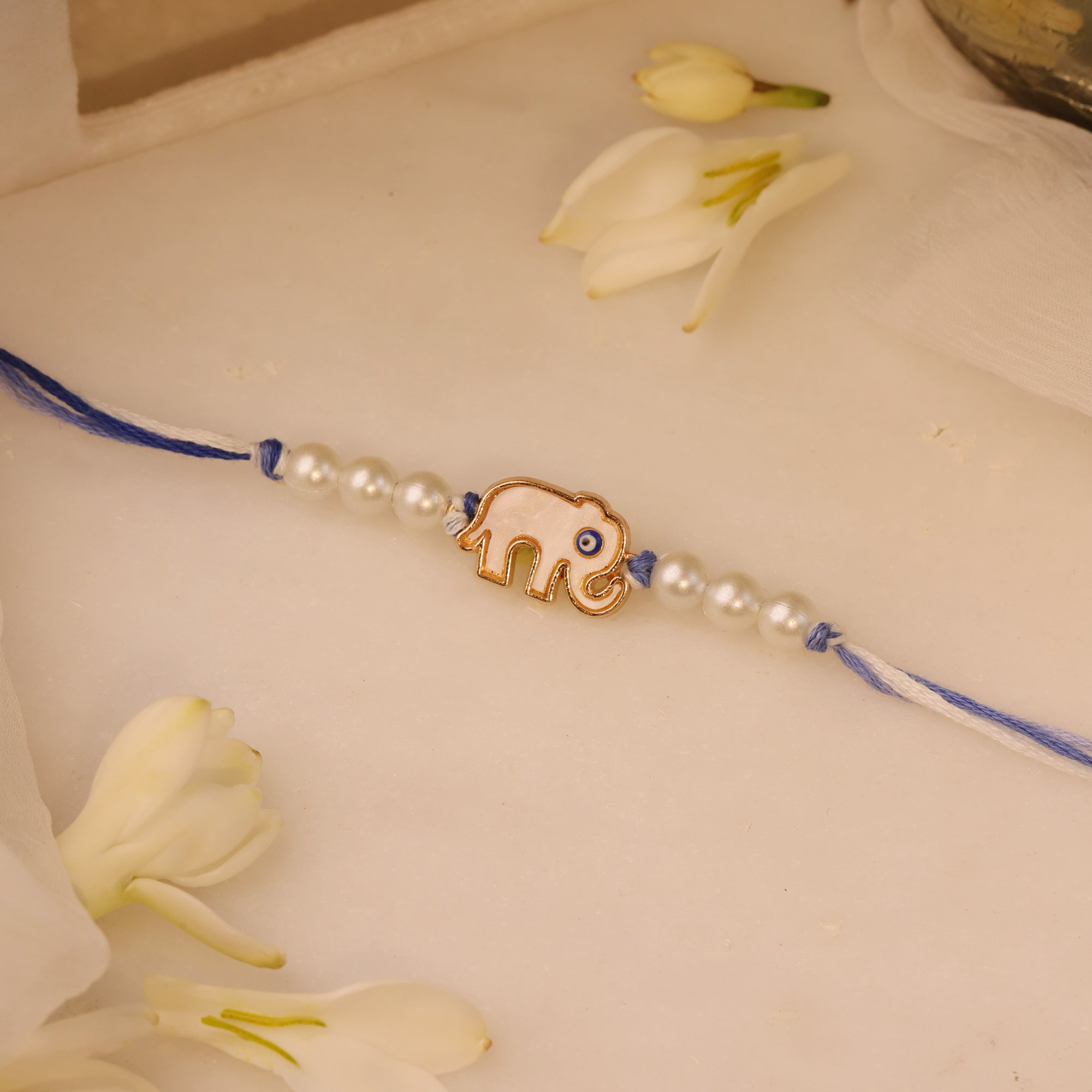 Evil Eye Elephant Enamel Rakhi
