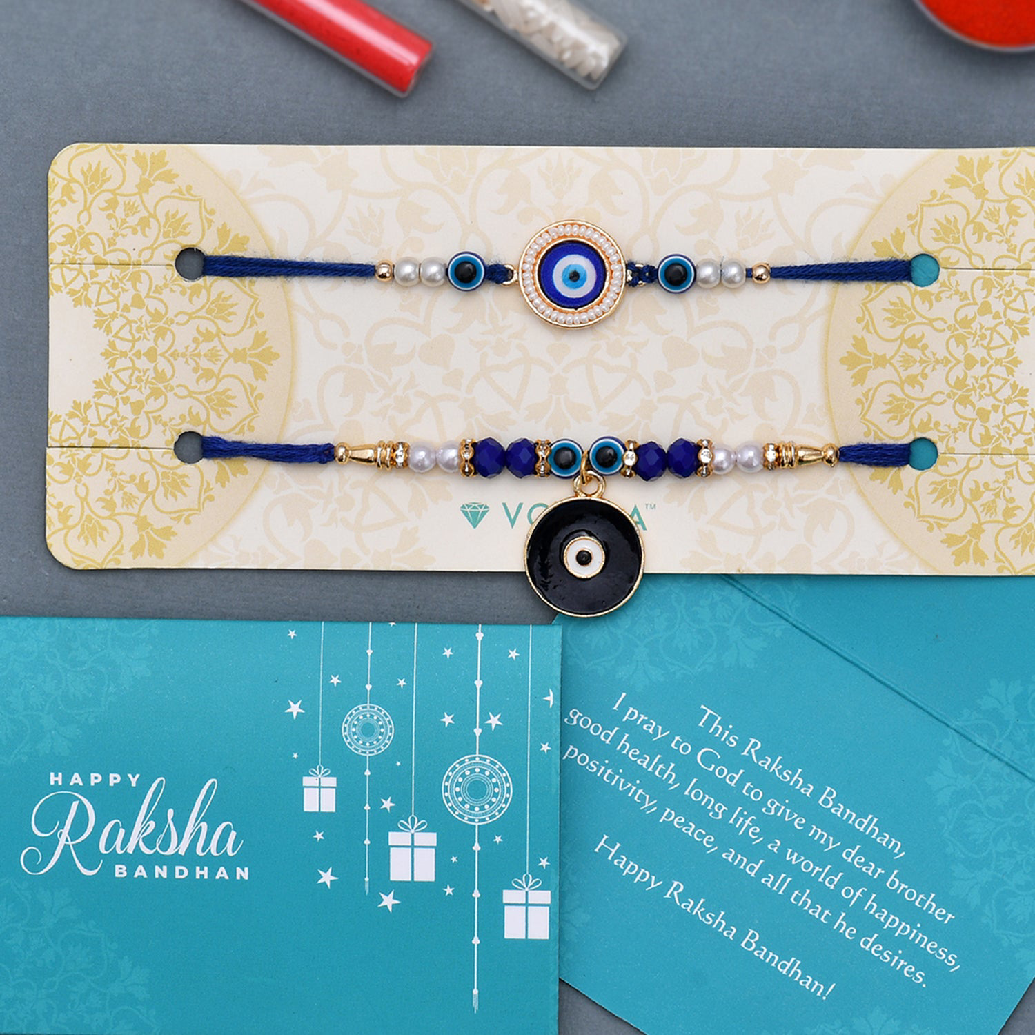 Set of 2 Evil Eye Motif Rakhis