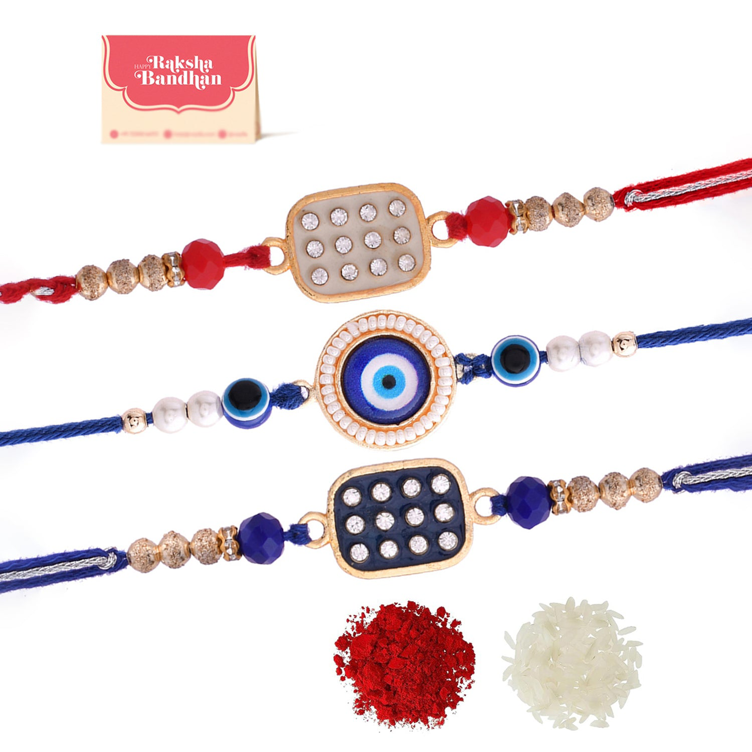 Set Of 3 Beautiful Meenakari enamelled Rakhis