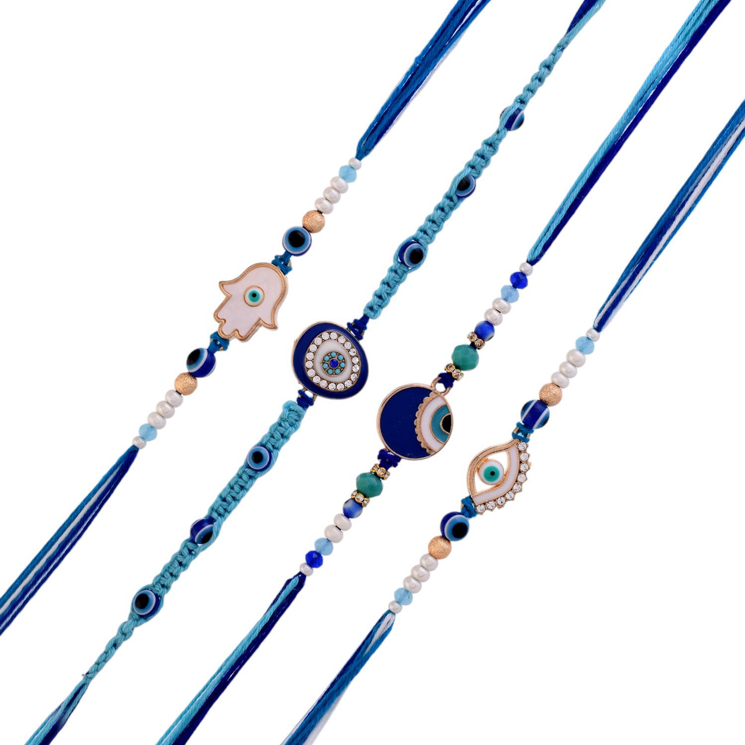 Pack Of 4 Evil Eye Charms Men's Rakhis