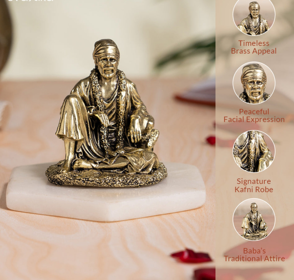 Sitting Brass Sai Baba Murti