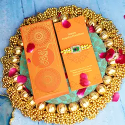 Peacock Yellow Stones Rakhi