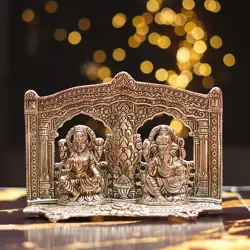 Silver Plated Lakshmi Ganesh Idol 6 inch