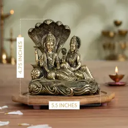 Brass Vishnu Lakshmi on Ananta-Sajya (5.5 Inch)