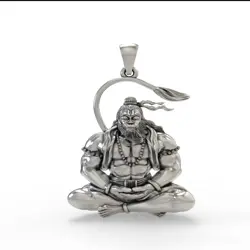 925 Silver Hanuman Meditation Pendant