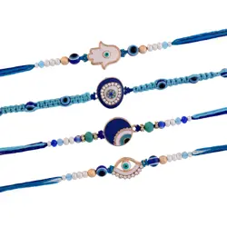 Pack Of 4 Evil Eye Charms Men's Rakhis