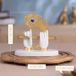 Lord Krishna's Divine Hands With Flute - Gold Plated