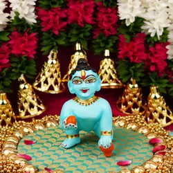 Blue Resin Laddu Gopal Idol 5.5 Inch