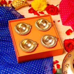 Lakshmi Diya Gift Box (Set of 4 Brass Diyas )